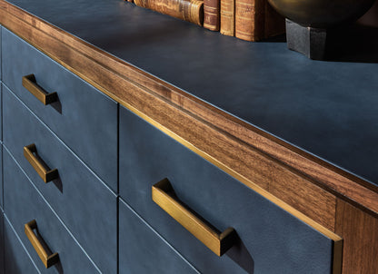 Melange - Geneva Accent Drawer Chest - Blue / Medium Walnut