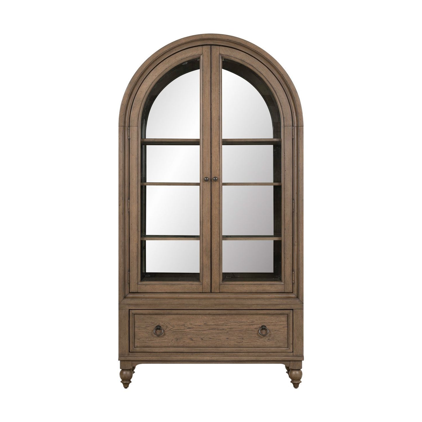 Americana Farmhouse - Arched Display Cabinet - Dusty Taupe
