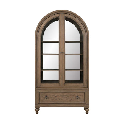 Americana Farmhouse - Arched Display Cabinet - Dusty Taupe