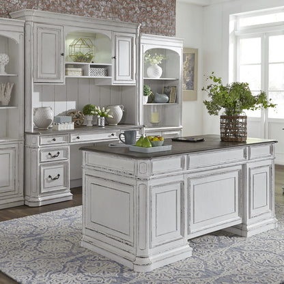 Magnolia Manor - 5 Piece Home Office Set (Complete Desk) - Antique White