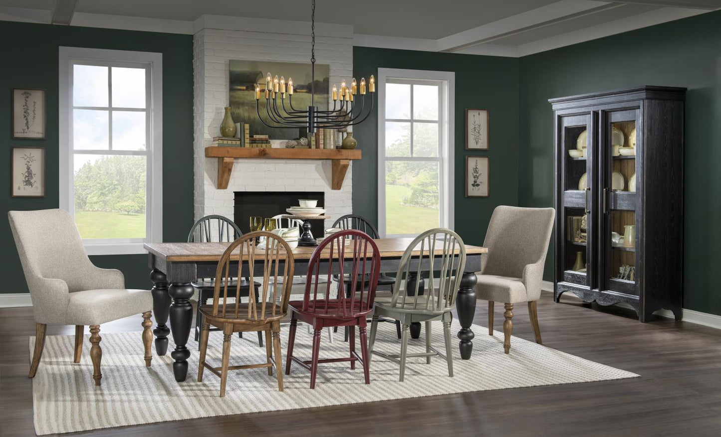 Vintage Market - Upholstered Arm Chair (Set of 2) - Barnwood Oak