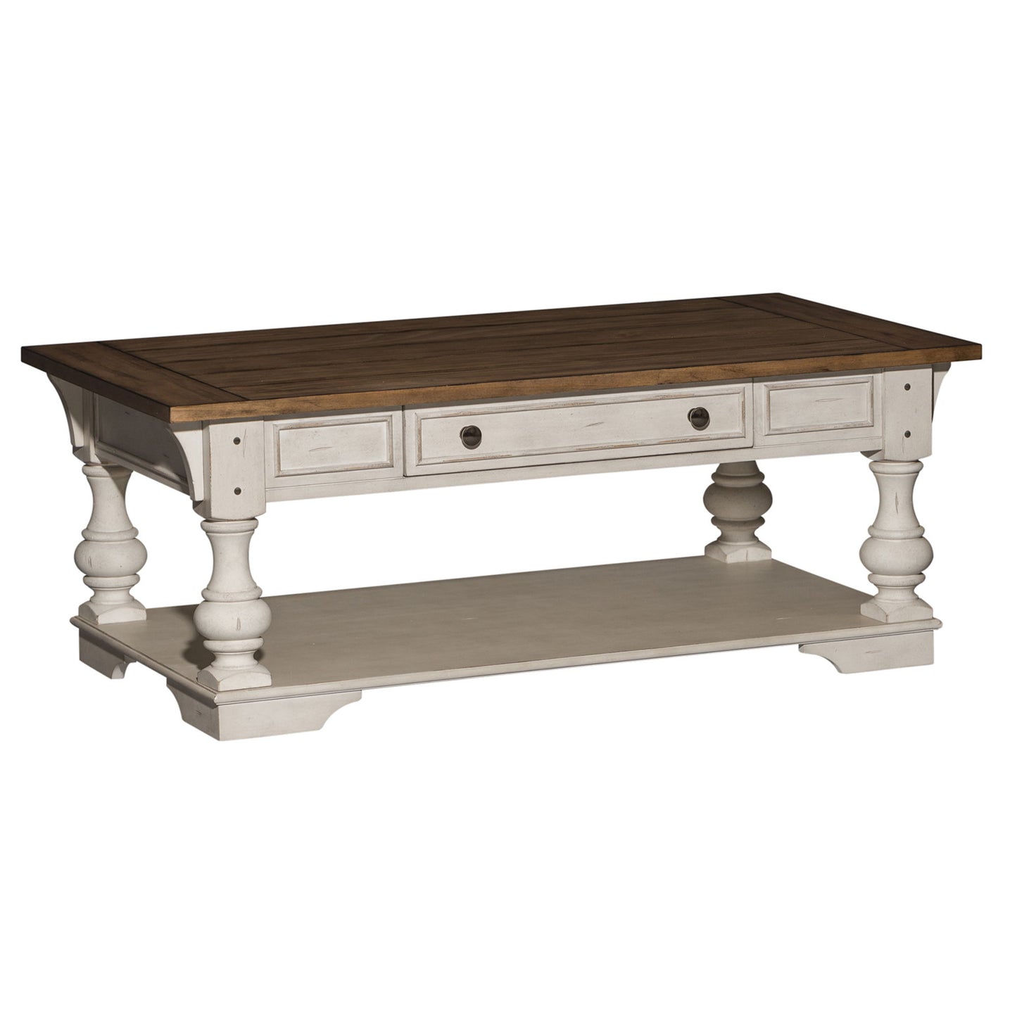 Morgan Creek - Cocktail Table - Antique White / Wirebrushed Tobacco Accents