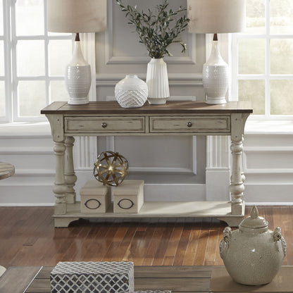 Morgan Creek - Sofa Table - Antique White / Wirebrushed Tobacco Accents