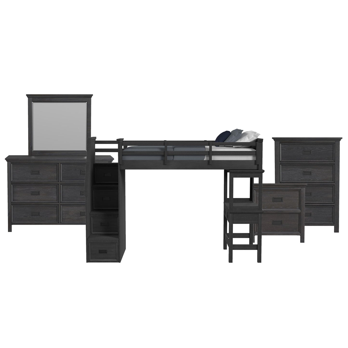 Hampton Kids - Loft With Staircase And Desk With Speaker Bedroom Set