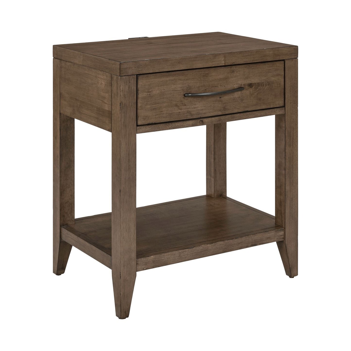 Shaker Lakes - Open Nightstand With Charging Station - Harvest Brown
