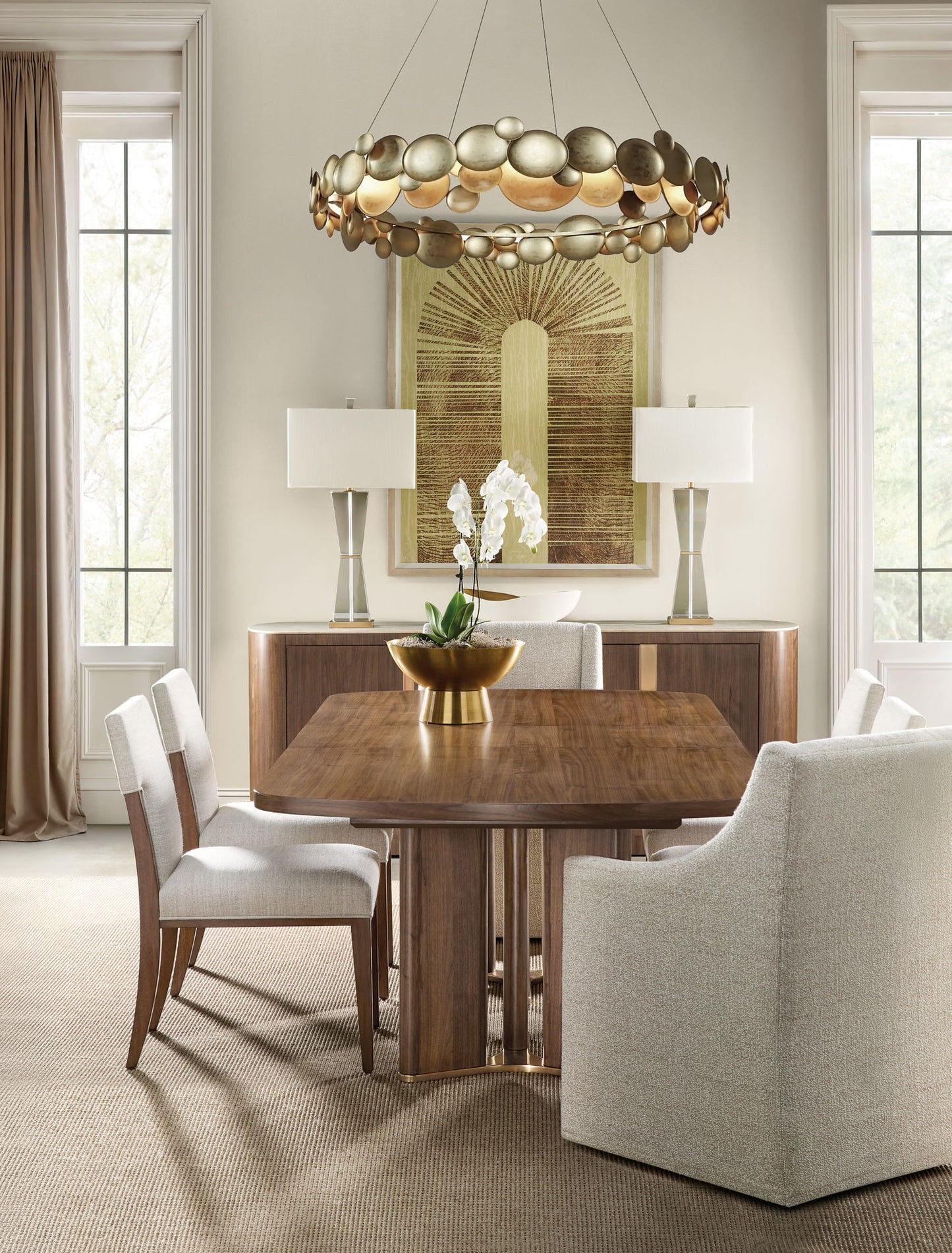 Eleana - Dining Chair - Beige / Dark Brown