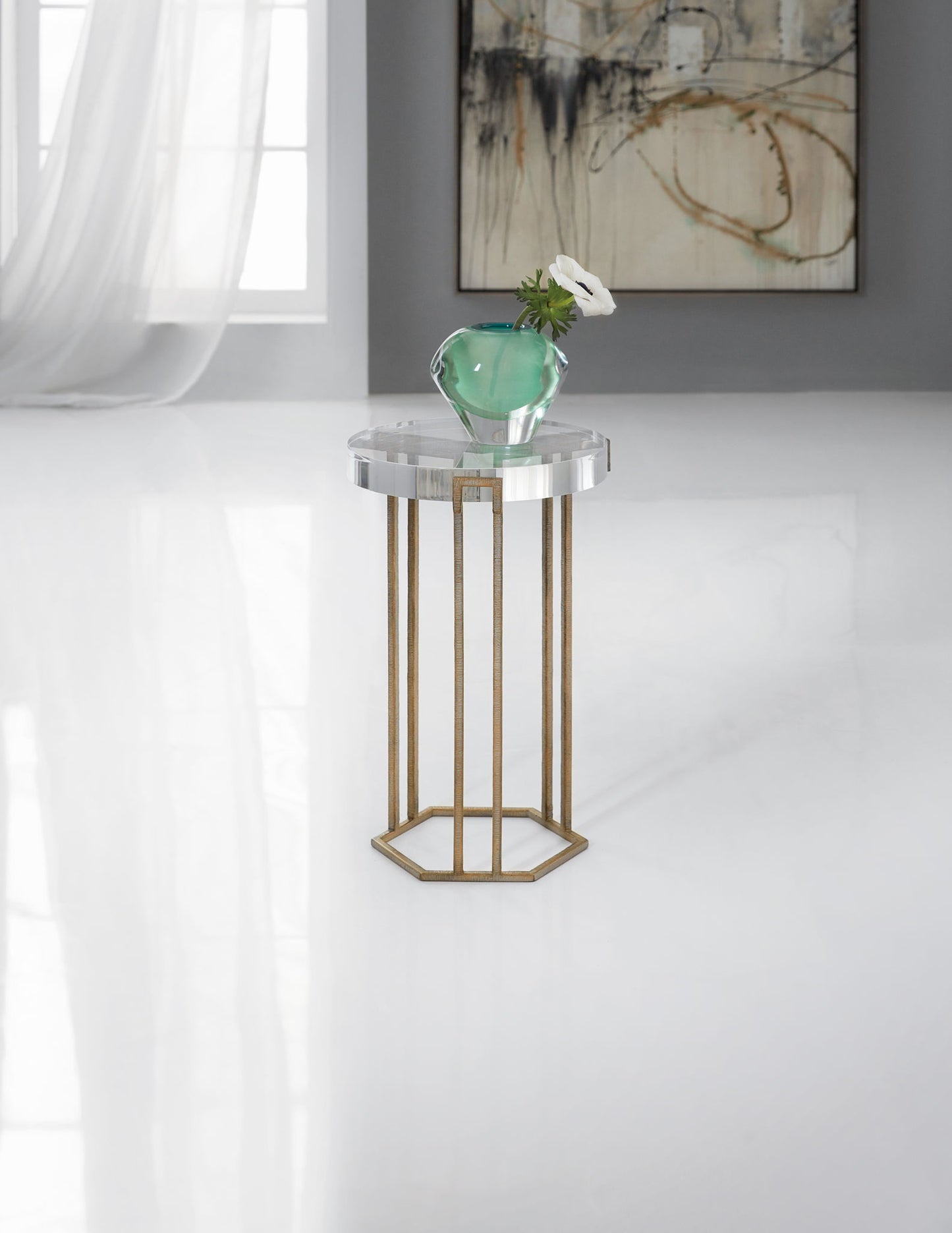 Melange - Grove Round End Table - Dark Brown / Bronze