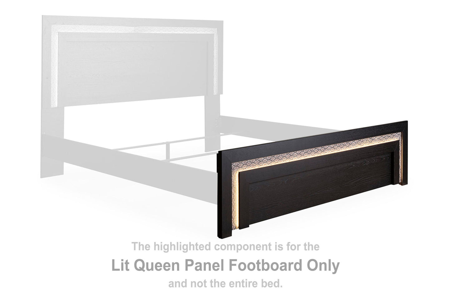 Brizmore - Lit Queen Panel Footboard - Black