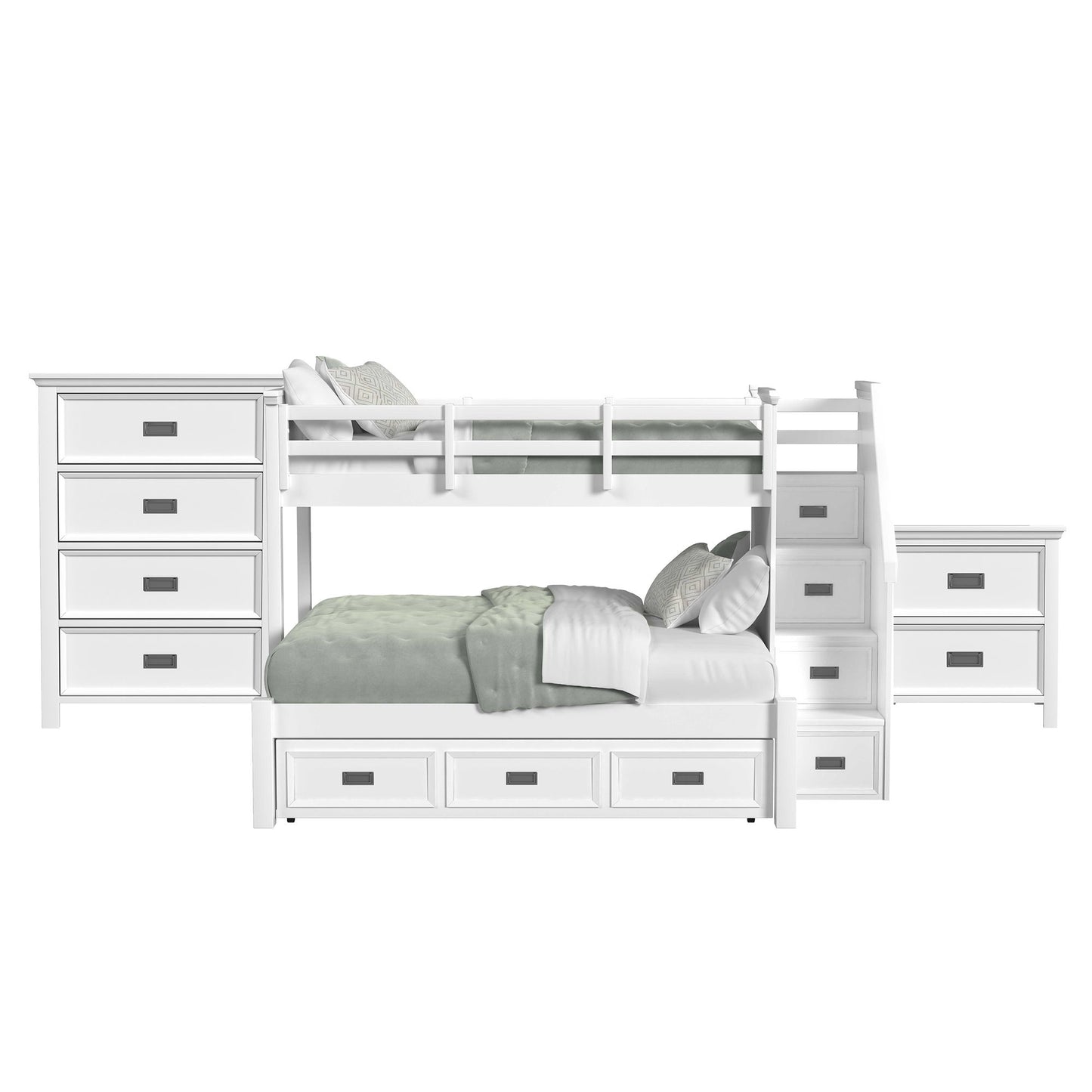 Hampton Kids - Bunk With Staircase And Trundle Bedroom Set