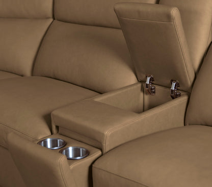MS - Simone Six-Piece Power Reclining Sectional - Dark Brown