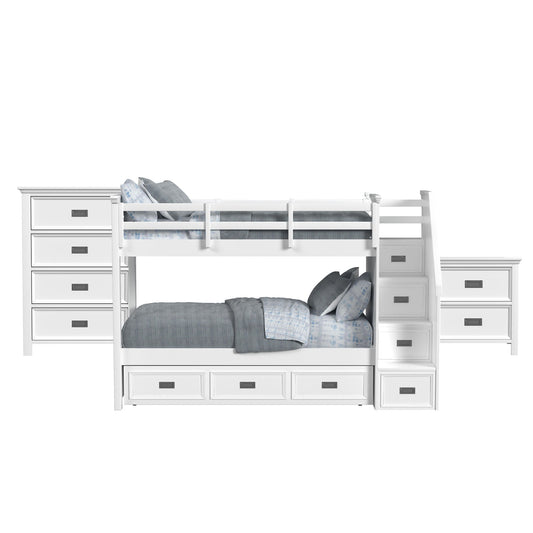 Hampton Kids - Bunk With Staircase And Trundle Bedroom Set
