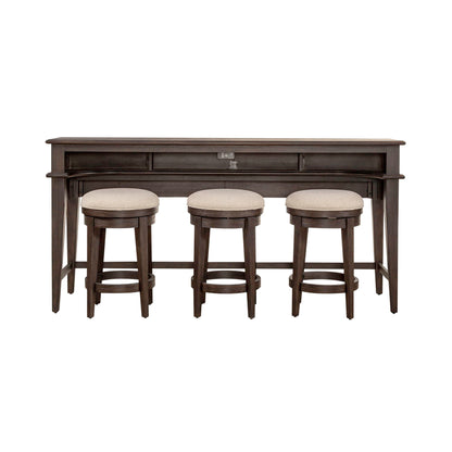 Mill Creek - 4 Piece Console Set (Bar Console & 3 Stools) - Peppercorn