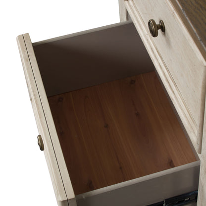 Heartland - 2 Drawer Nightstand With Charging Station - Antique White / Tobacco Tops