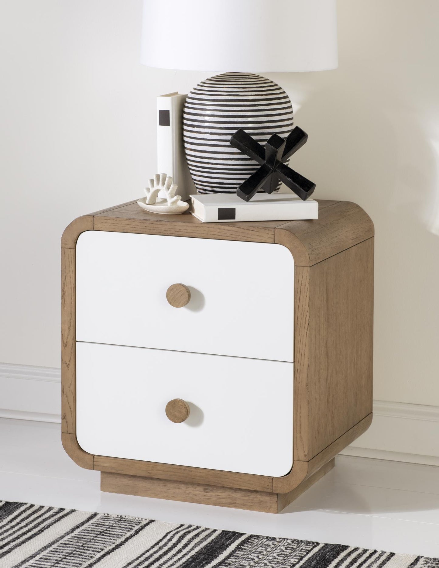 Margot - 2 Drawer Nighstand - Desert Oak And Cloud White