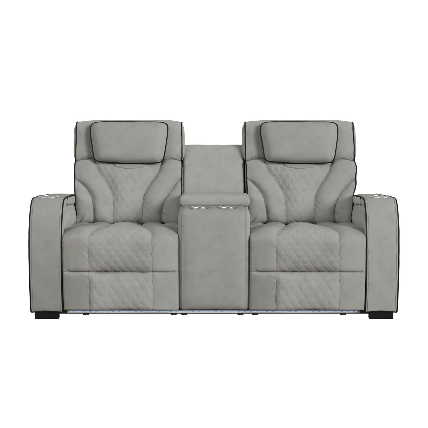 Blitz - Motion Loveseat With Console, And LED