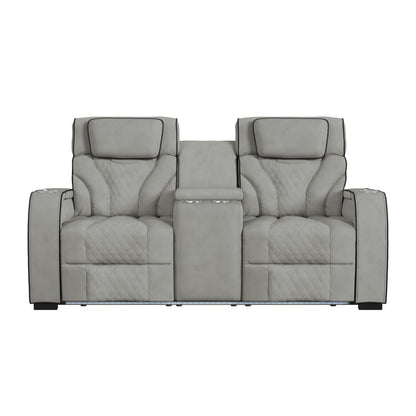 Blitz - Motion Loveseat With Console, And LED