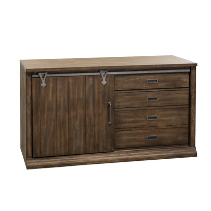 Stone Brook - Jr Executive Credenza Set - Rustic Saddle