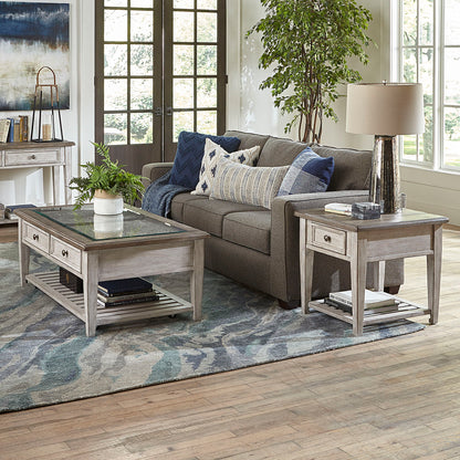 Heartland - 3 Piece Table Set - Antique White / Tobacco Tops