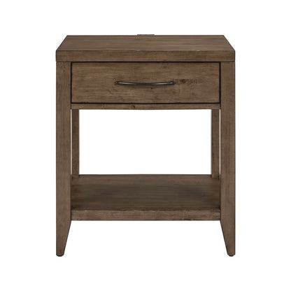 Shaker Lakes - Open Nightstand With Charging Station - Harvest Brown