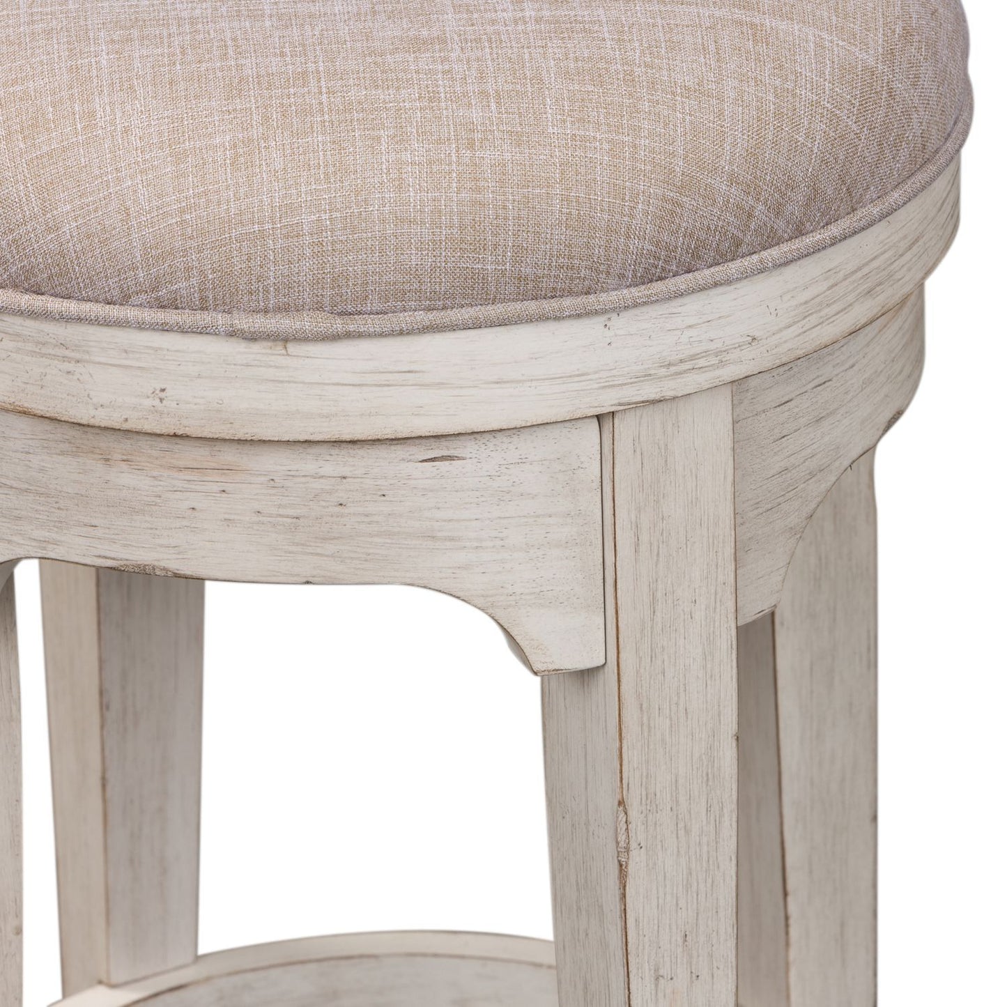 Farmhouse Reimagined - Console Swivel Stool - Antique White / Chestnut Tops