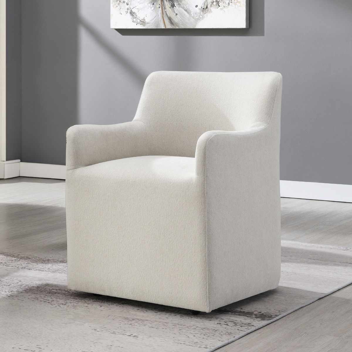 Cafell - Arm Chair With Swivel Casters - Cream