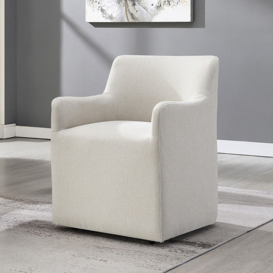 Cafell - Arm Chair With Swivel Casters - Cream