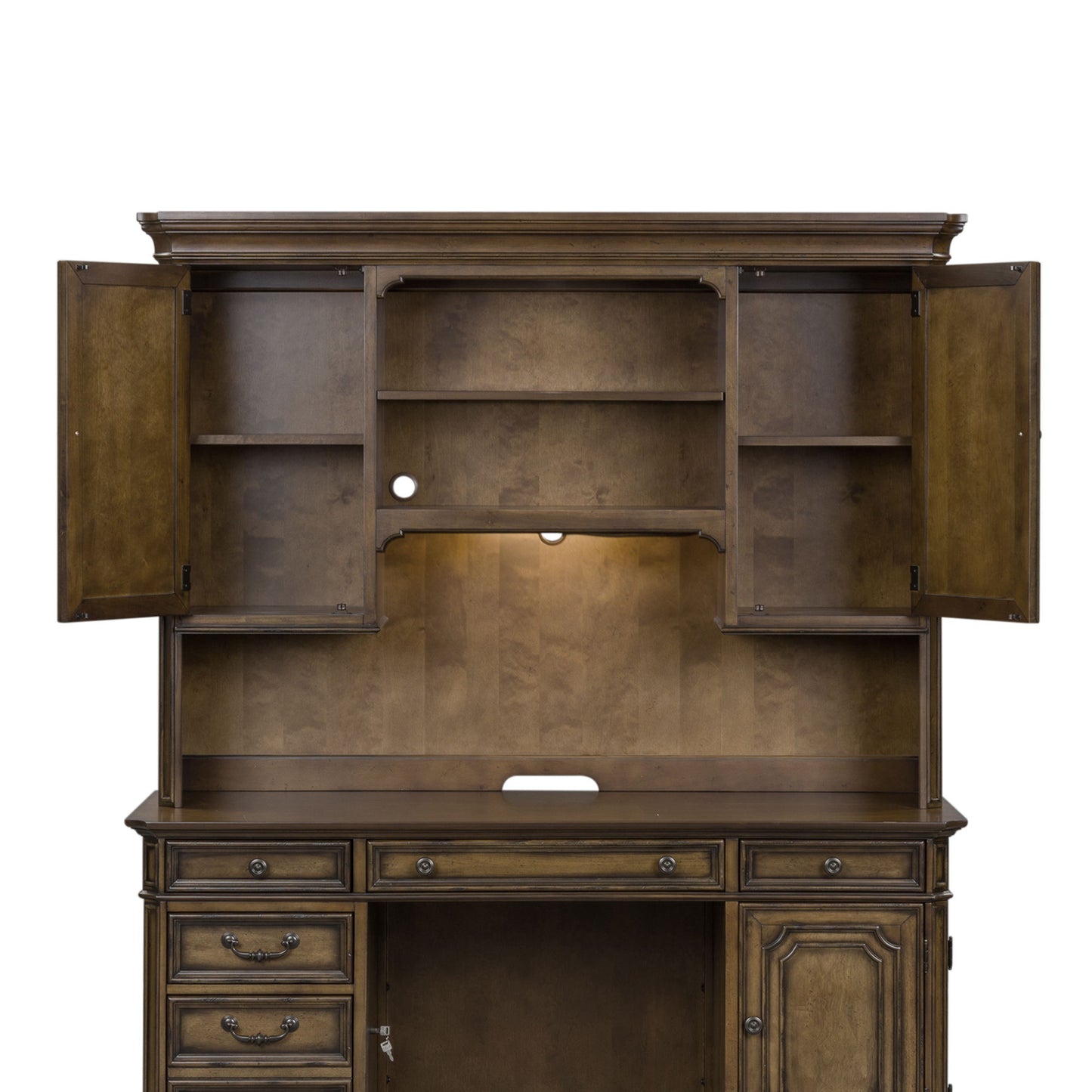 Amelia - Jr Executive Credenza Hutch - Antique Toffee