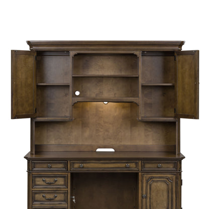 Amelia - Jr Executive Credenza Hutch - Antique Toffee