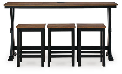 Wildenauer - Rectangular Dining Room Counter Table Set (Set of 4) - Brown / Black