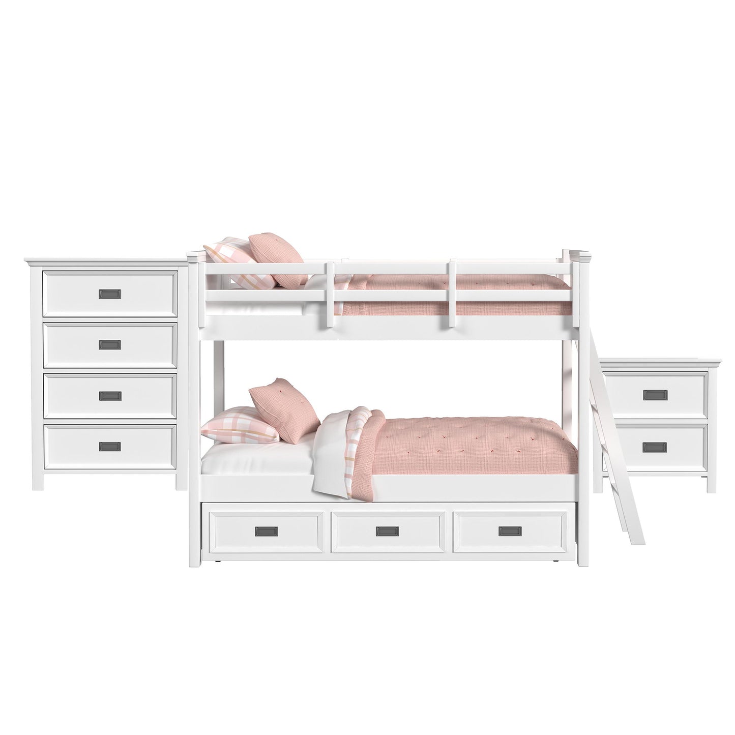Hampton Kids - Bunk With Ladder And Trundle Bedroom Set