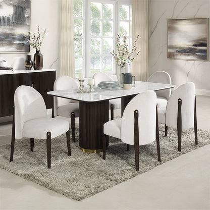 Clayten - Dining Table With Marble Top - White Natural Marble Top & Espresso