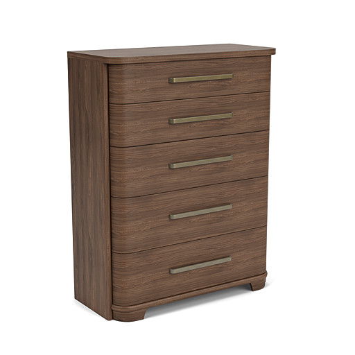 Delia - 5 Drawer Chest - Nouveau Walnut