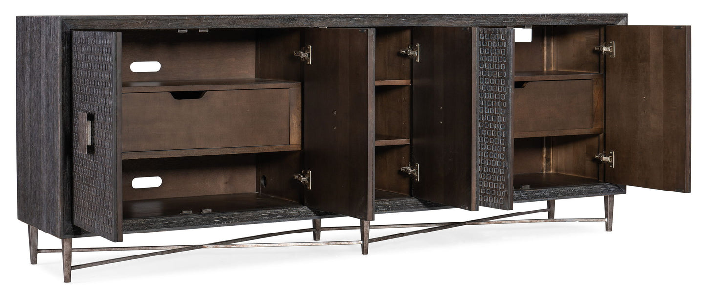Melange - Keenan 5-Door Credenza - Dark Brown / Dark Gray