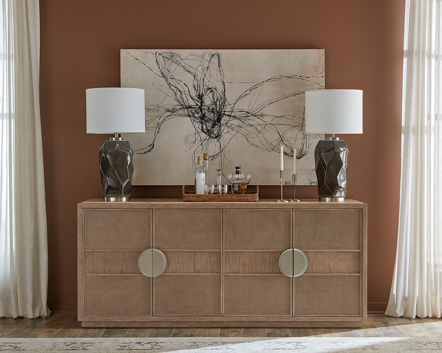 Sonnet - Dining Credenza - Dark Gray / Light Brown
