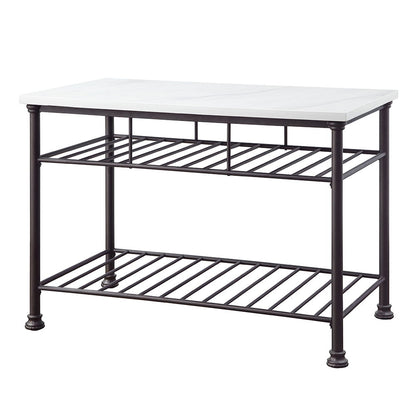 Freyja - Kitchen Island - White Cultured Marble Top & Gray