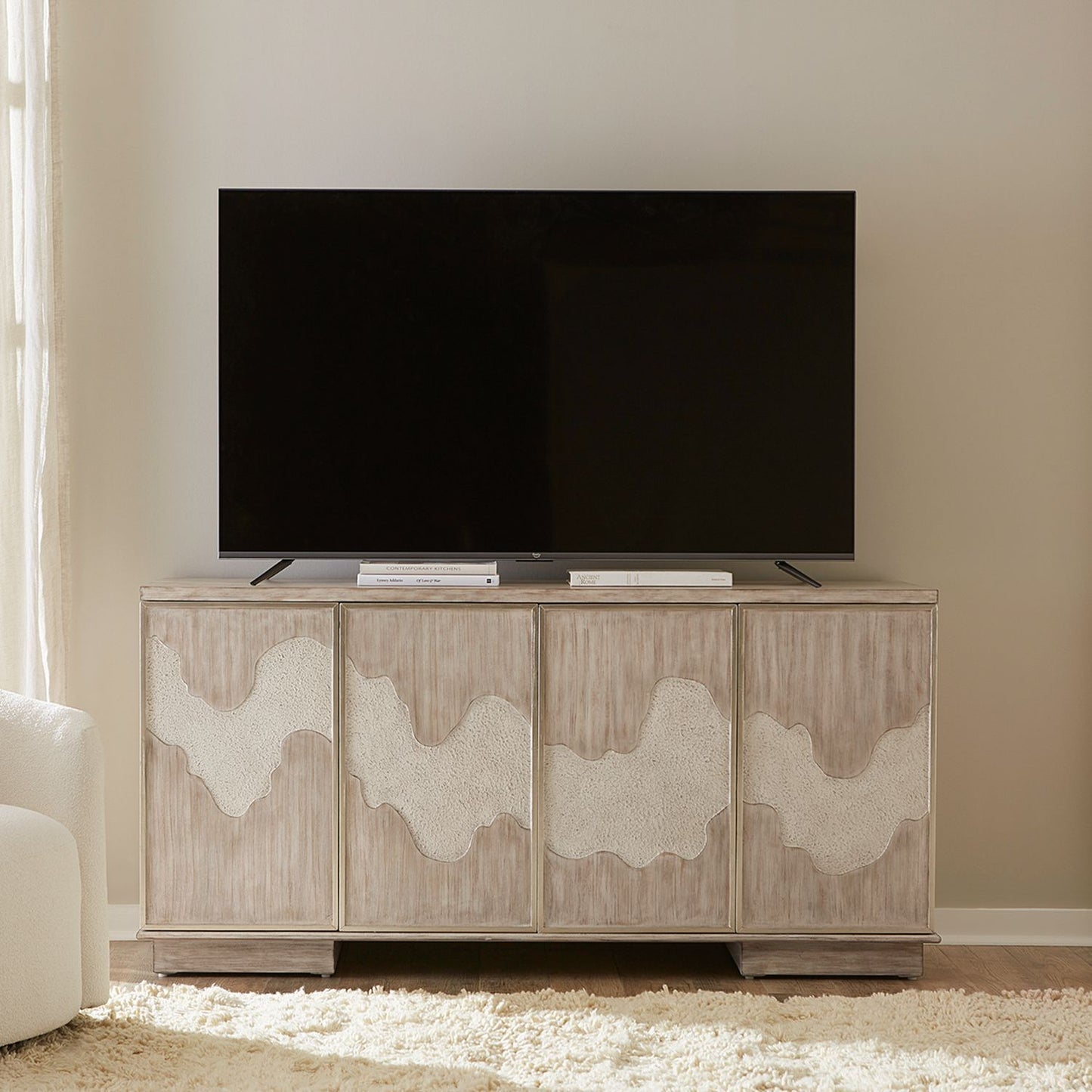 Terrace - 4 Door Accent Cabinet - Gravel
