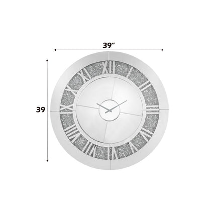 Noralie - 39" Wall Clock - Mirrored & Faux Diamonds