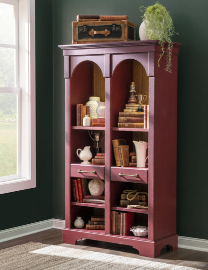 Vintage Market - Arched Bookcase - Barnwood Oak And Spiced Apple