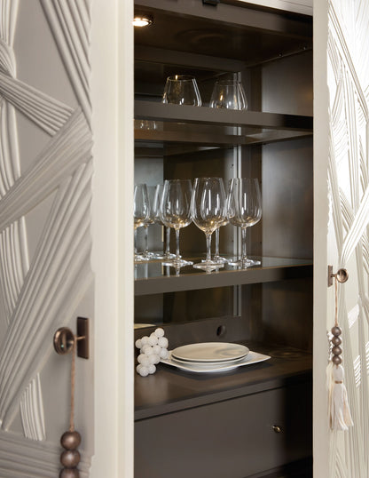 Melange - Dream Weaver Bar Cabinet - White / Light Brown