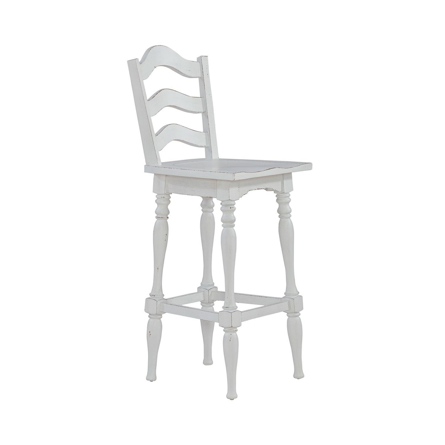 Magnolia Manor - Ladderback Swivel Bar Stool - Antique White