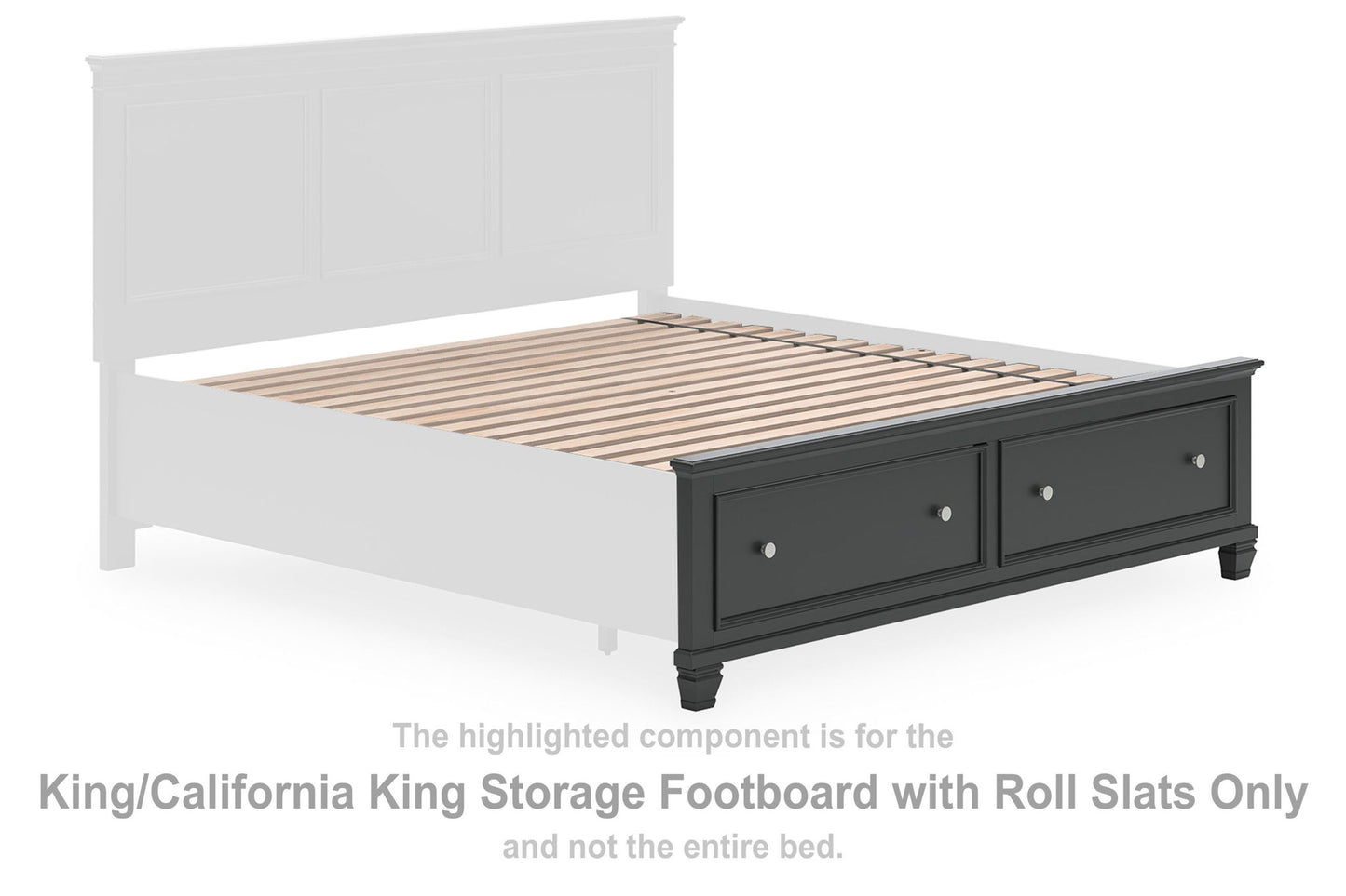 Lanolee - King/California King Storage Footboard With Roll Slats - Black