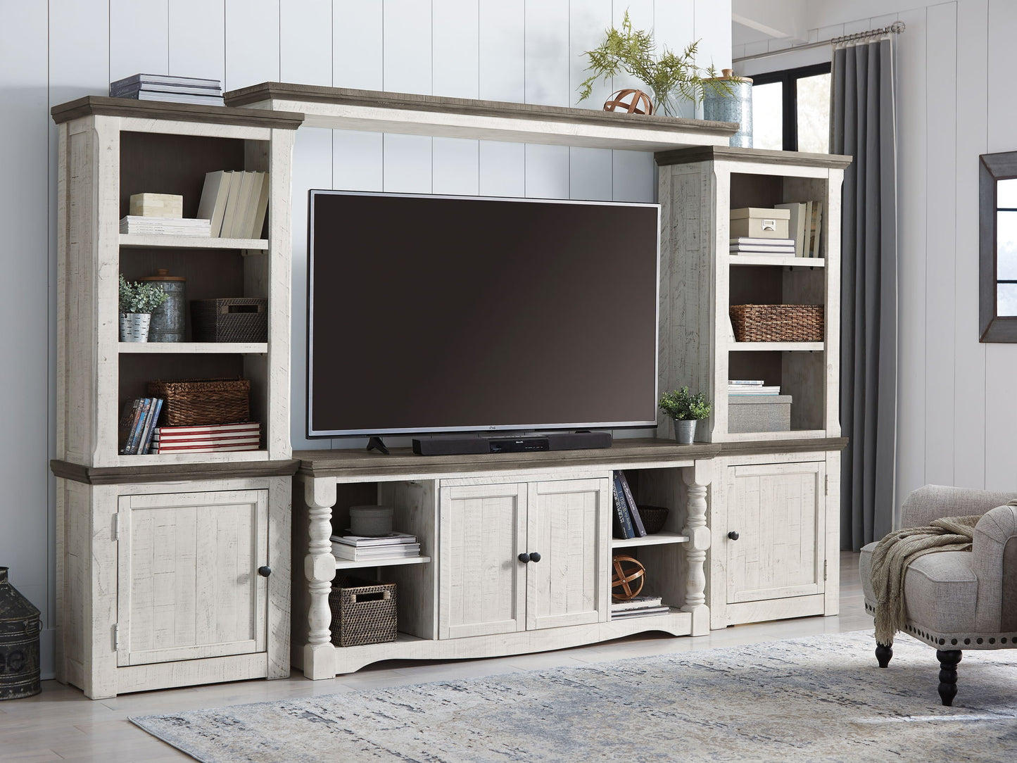 Havalance - 4 Pc. - Entertainment Center - 67" TV Stand - Brown / Beige