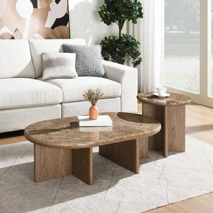 Markku - Coffee Table With Natural Marble - Oak