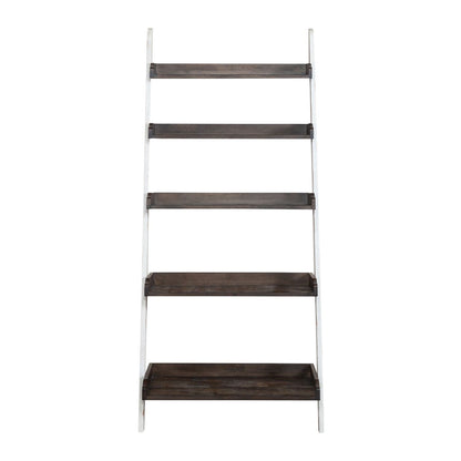 Farmhouse - Leaning Bookcase - Two Tone White / Wood Tone