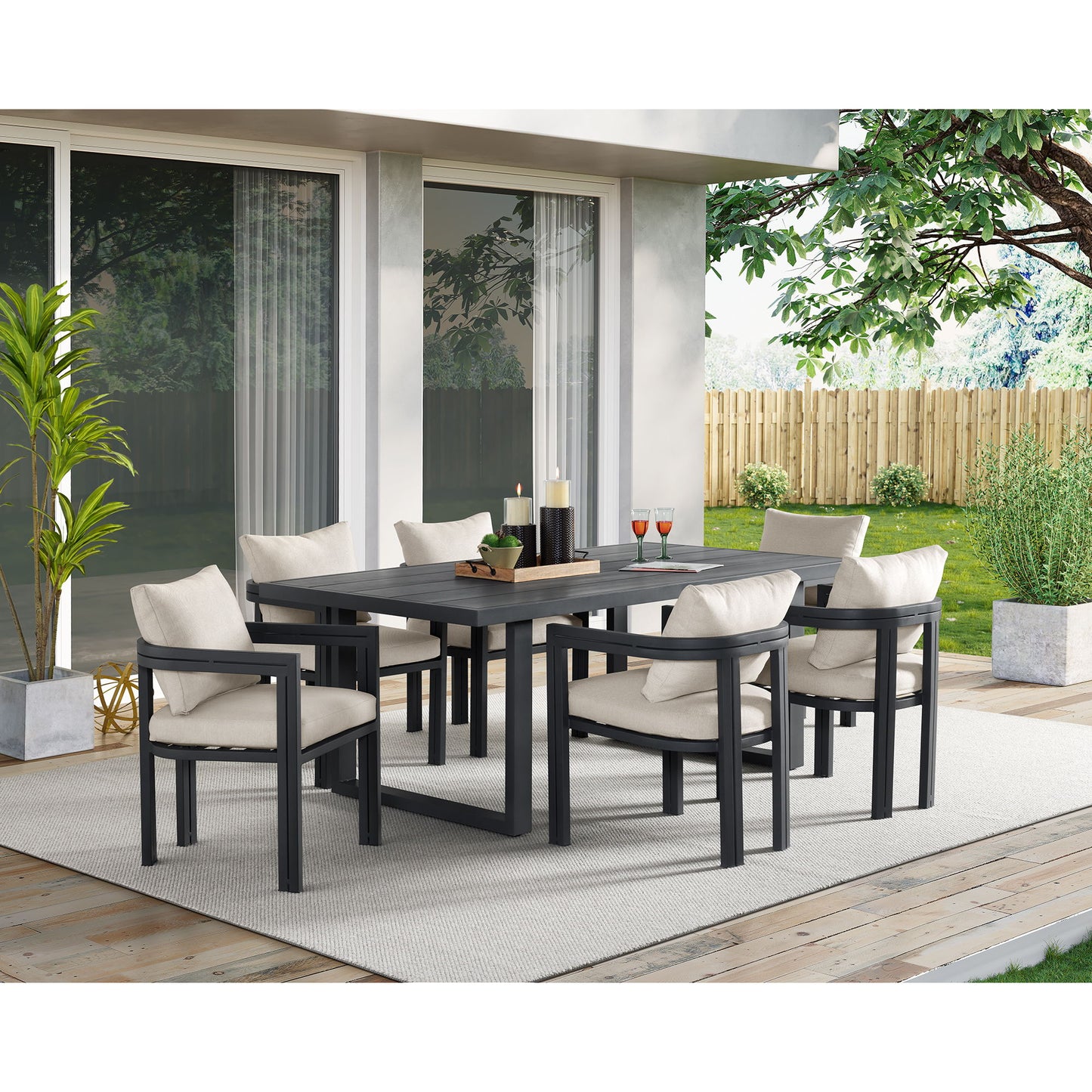 Playa - Dining Table - Dark Gray / Beige