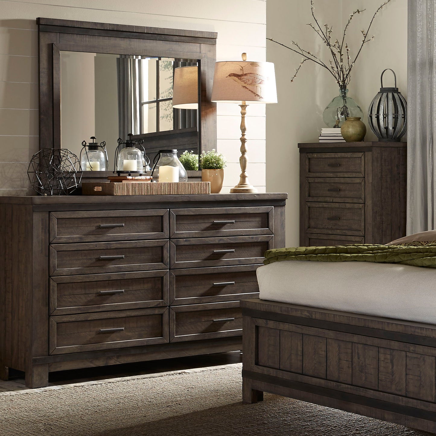 Thornwood Hills - Dresser & Mirror - Rock Beaten Brown