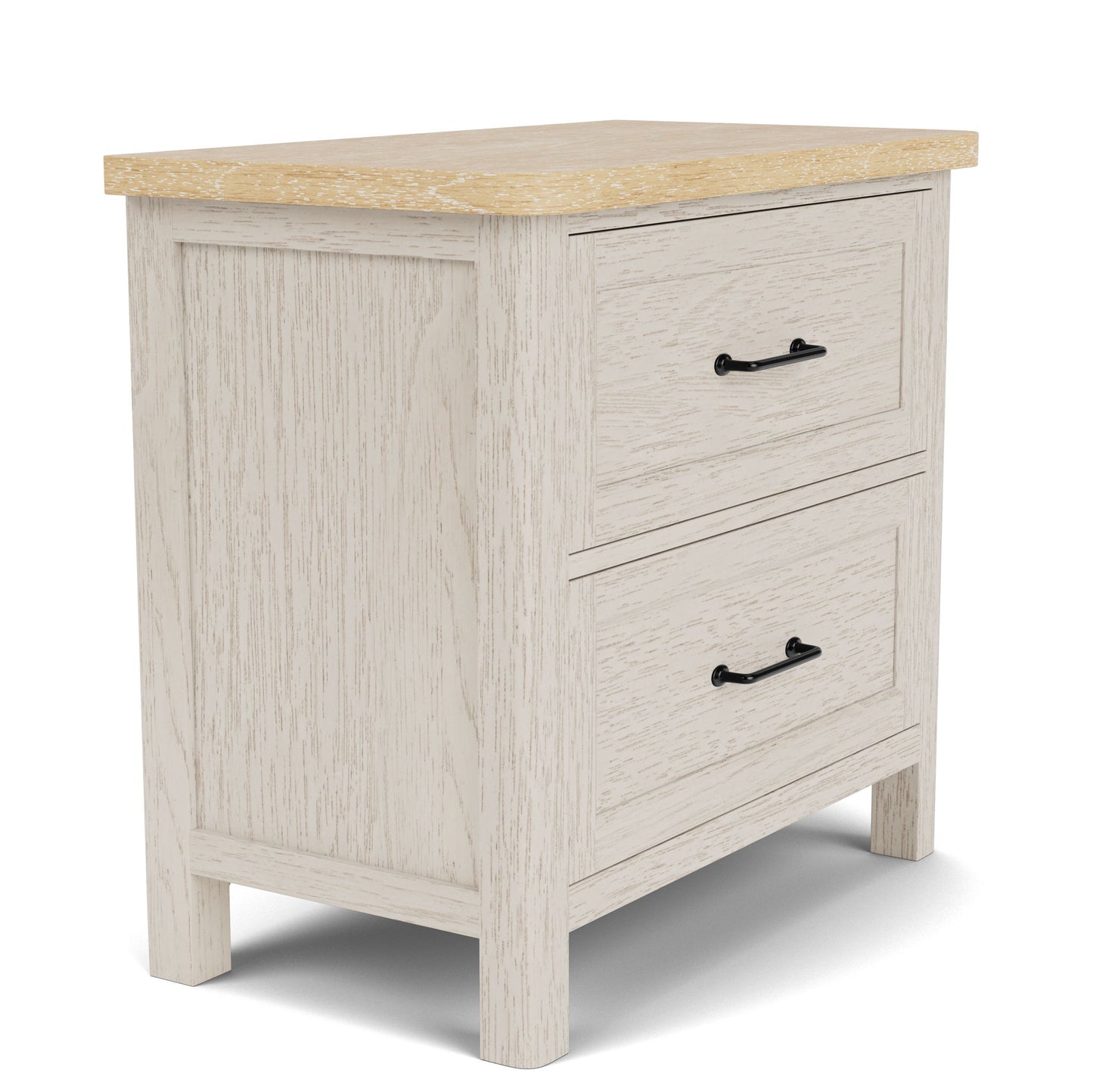 Glenndale - Two Drawer Nightstand - Aged White / Wheat