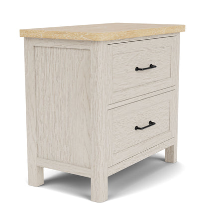 Glenndale - Two Drawer Nightstand - Aged White / Wheat