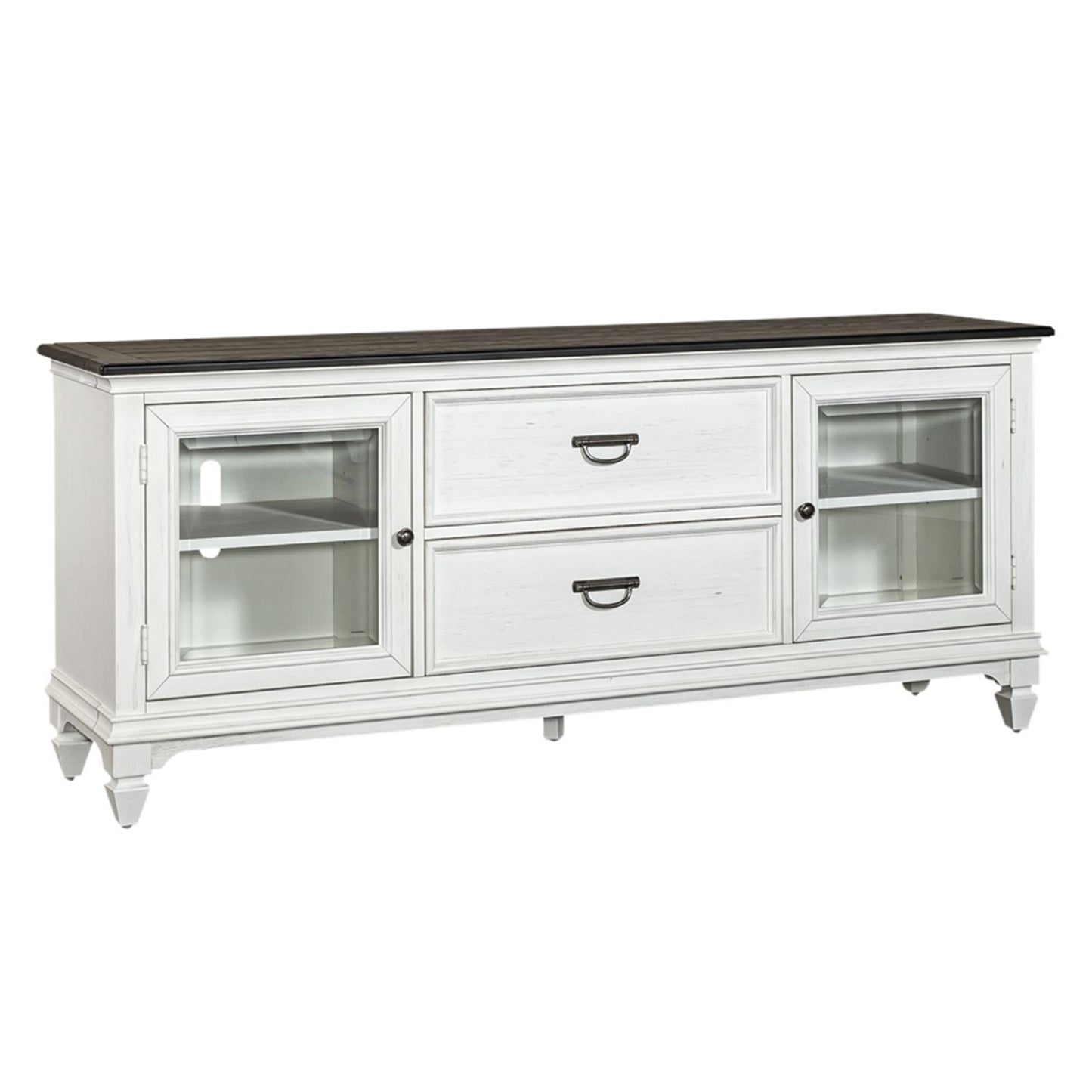 Allyson Park - Entertainment TV Stand - Wirebrushed White / Charcoal