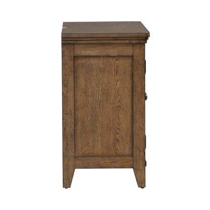 Carolina Park - 2 Door Bedside Chest With Charging Station - Amber Brown